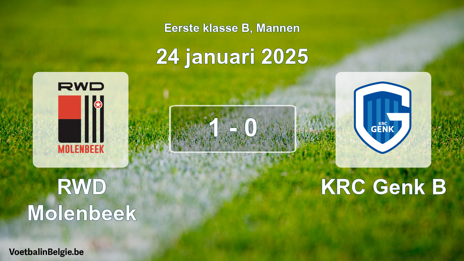 Gespeelde wedstrijd mannenvoetbal: RWD Molenbeek - KRC Genk B 1 - 0 (24 januari 2025)