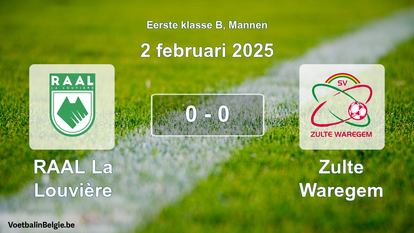 Gespeelde wedstrijd mannenvoetbal: RAAL La Louvière - Zulte Waregem 0 - 0 (2 februari 2025)