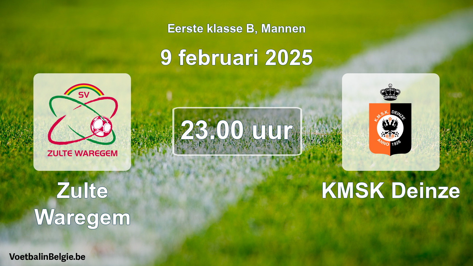 Geplande wedstrijd mannenvoetbal: Zulte Waregem - KMSK Deinze (9 februari 2025)