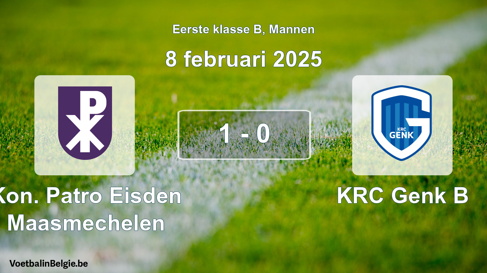 Gespeelde wedstrijd mannenvoetbal: Kon. Patro Eisden Maasmechelen - KRC Genk B 1 - 0 (8 februari 2025)