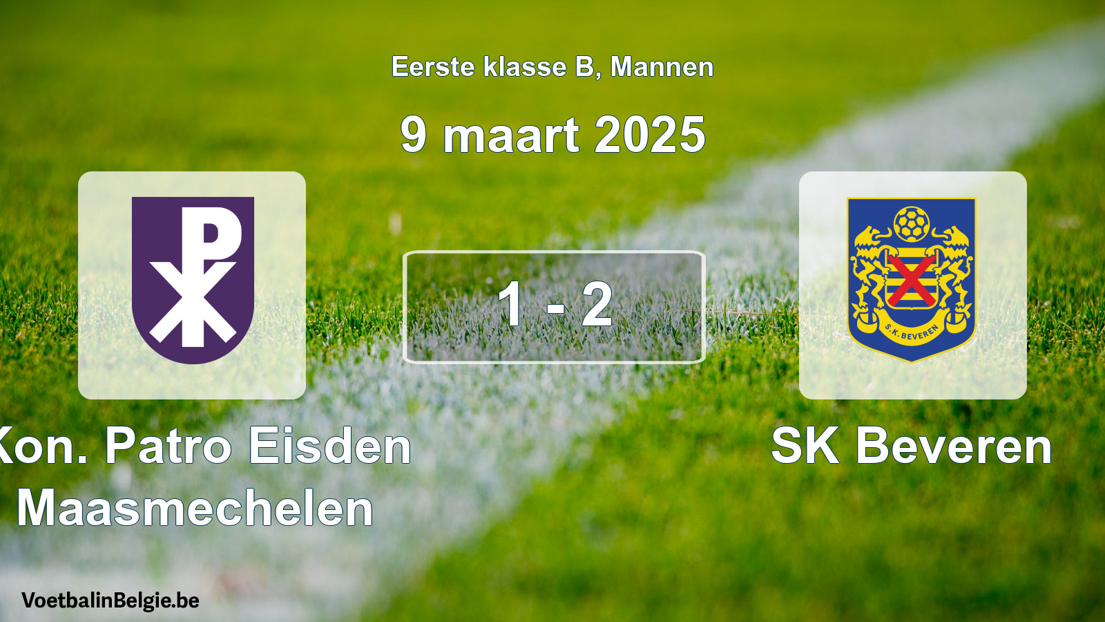 Gespeelde wedstrijd mannenvoetbal: Kon. Patro Eisden Maasmechelen - SK Beveren 1 - 2 (9 maart 2025)