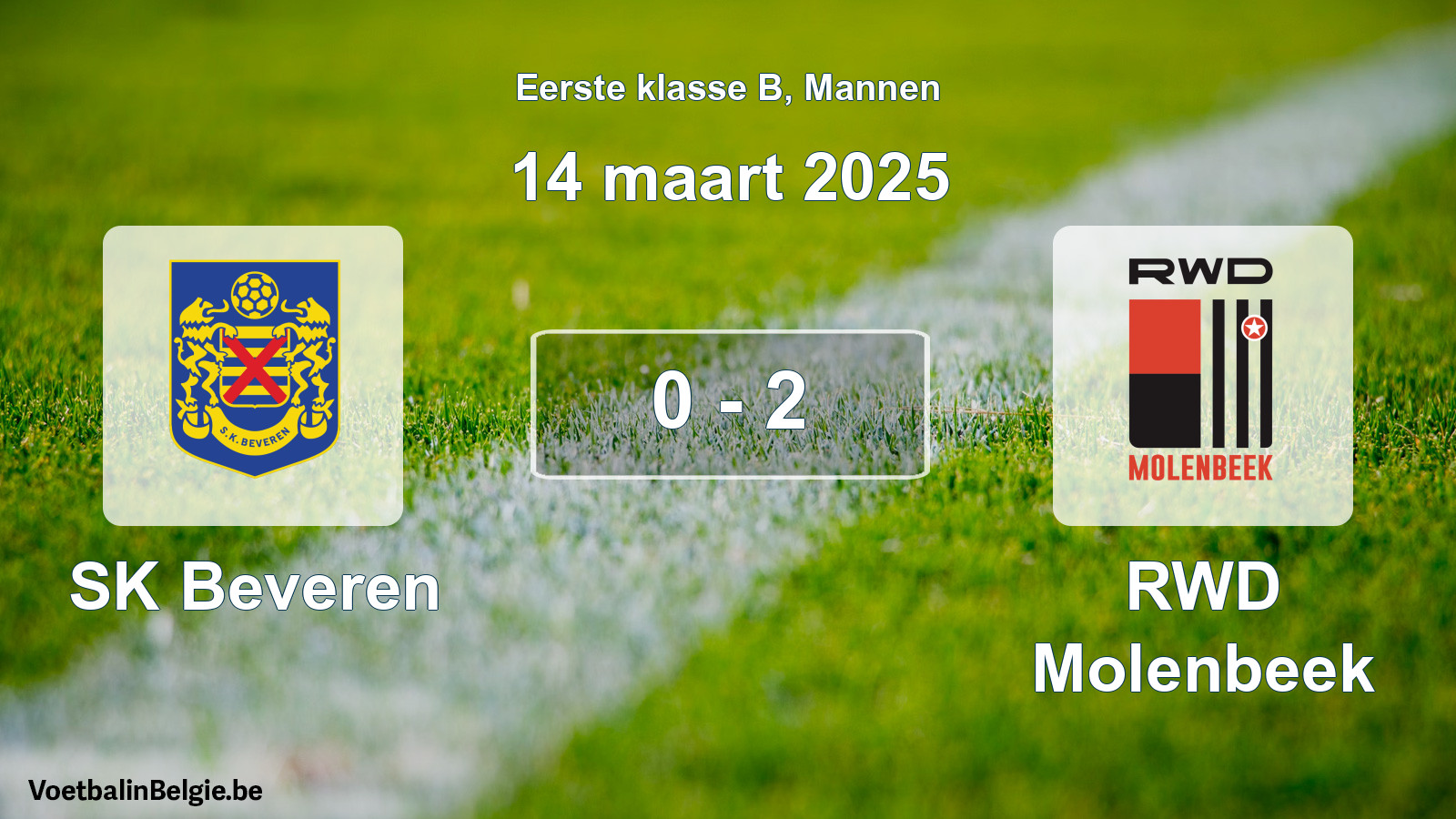 Gespeelde wedstrijd mannenvoetbal: SK Beveren - RWD Molenbeek 0 - 2 (14 maart 2025)