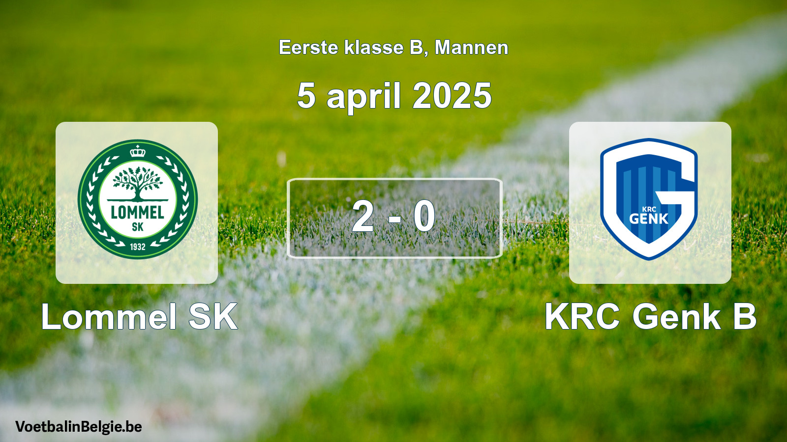 Gespeelde wedstrijd mannenvoetbal: Lommel SK - KRC Genk B 2 - 0 (5 april 2025)
