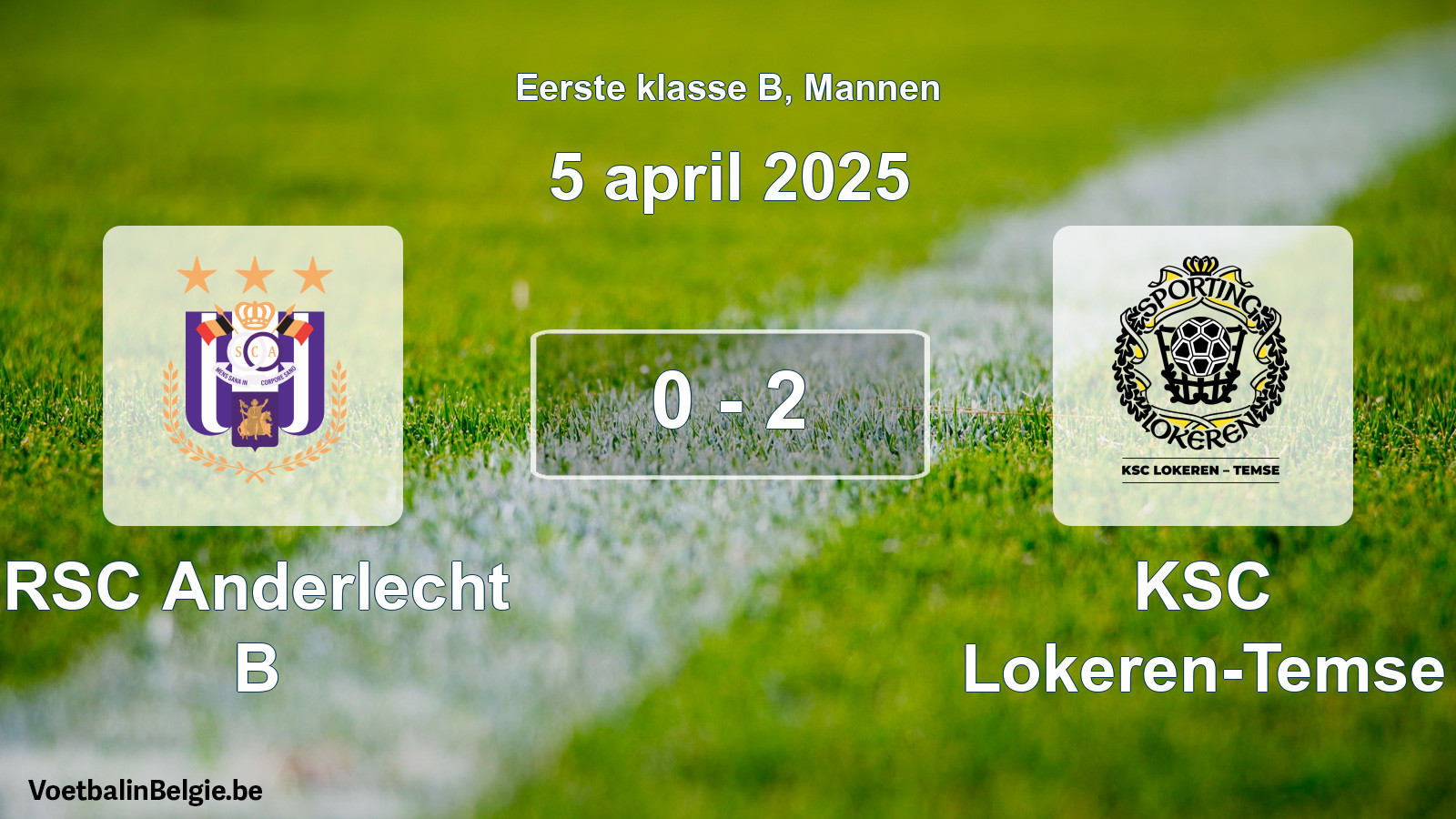 Gespeelde wedstrijd mannenvoetbal: RSC Anderlecht B - KSC Lokeren-Temse 0 - 2 (5 april 2025)