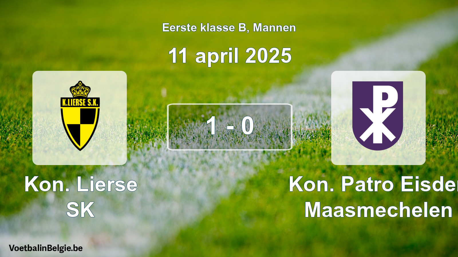 Gespeelde wedstrijd mannenvoetbal: Kon. Lierse SK - Kon. Patro Eisden Maasmechelen 1 - 0 (11 april 2025)