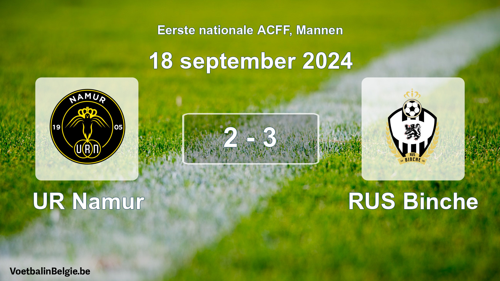 Gespeelde wedstrijd mannenvoetbal: UR Namur - RUS Binche 2 - 3 (18 september 2024)