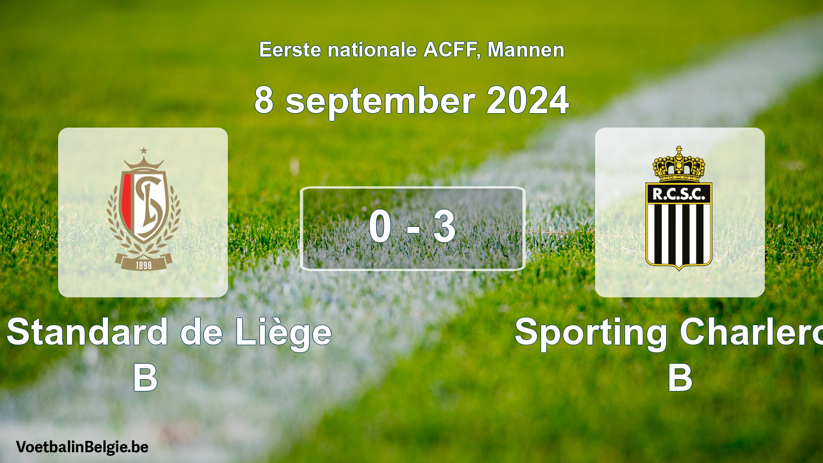 Gespeelde wedstrijd mannenvoetbal: R. Standard de Liège B - Sporting Charleroi B 0 - 3 (8 september 2024)