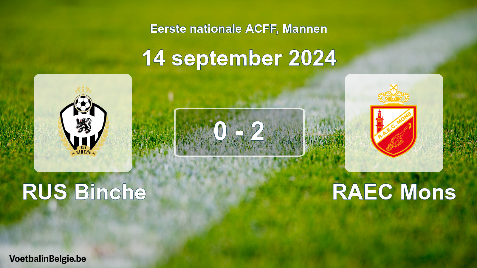Gespeelde wedstrijd mannenvoetbal: RUS Binche - RAEC Mons 0 - 2 (14 september 2024)