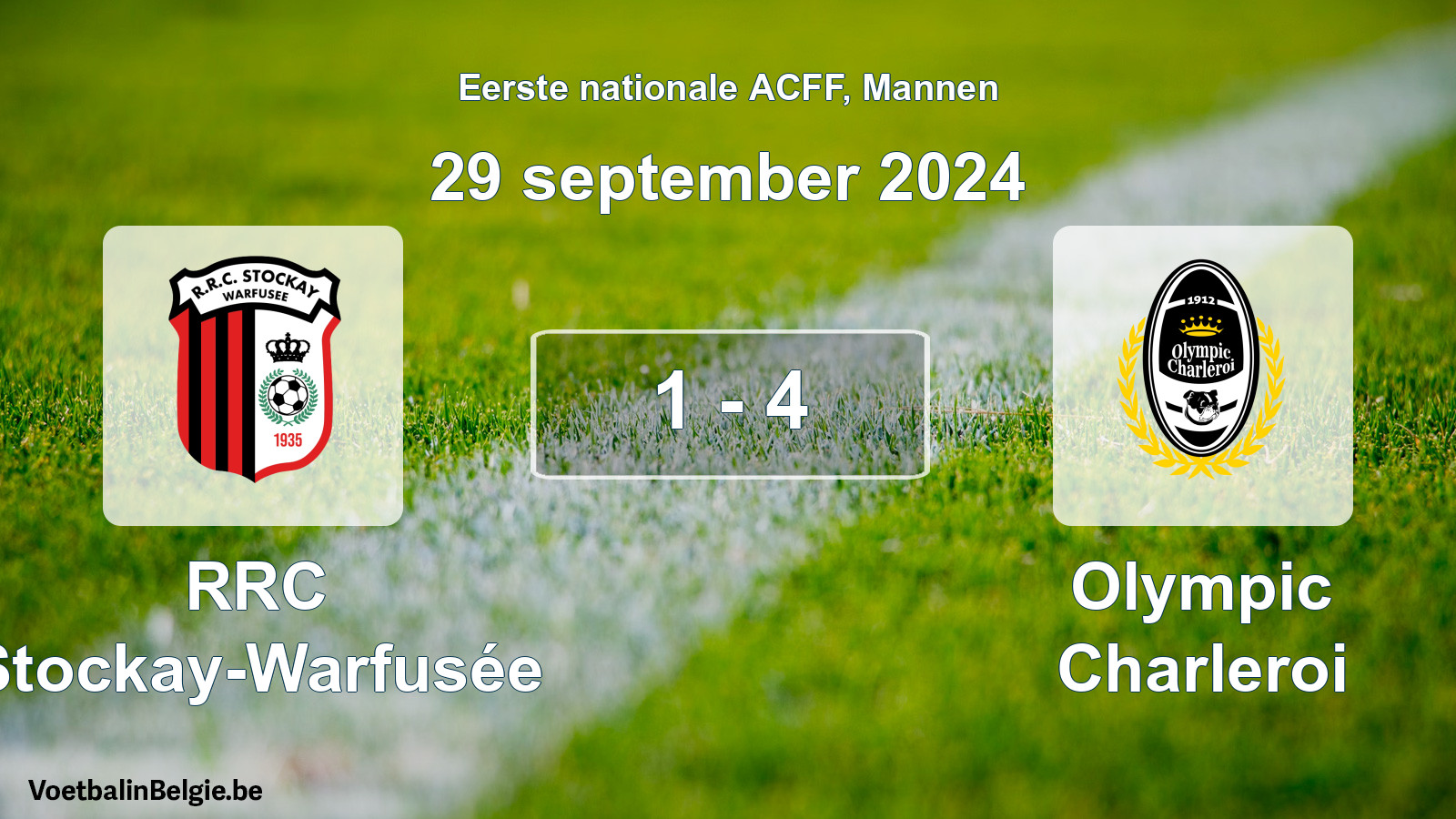 Gespeelde wedstrijd mannenvoetbal: RRC Stockay-Warfusée - Olympic Charleroi 1 - 4 (29 september 2024)