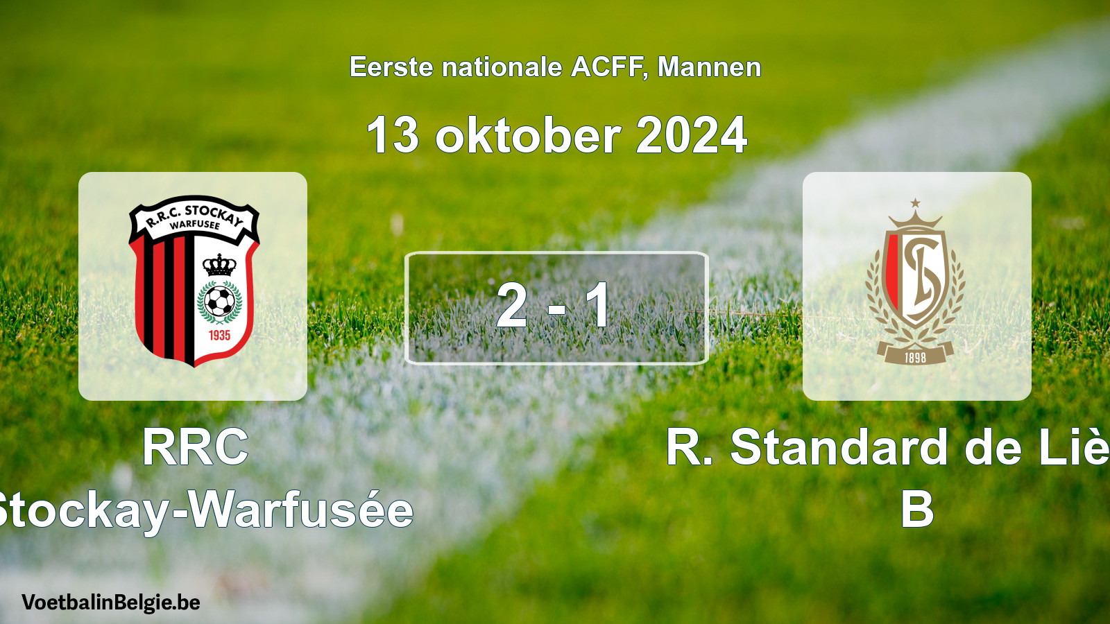 Gespeelde wedstrijd mannenvoetbal: RRC Stockay-Warfusée - R. Standard de Liège B 2 - 1 (13 oktober 2024)