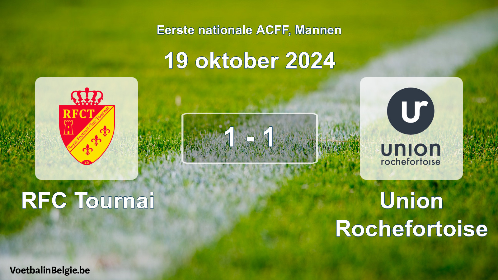 Gespeelde wedstrijd mannenvoetbal: RFC Tournai - Union Rochefortoise 1 - 1 (19 oktober 2024)