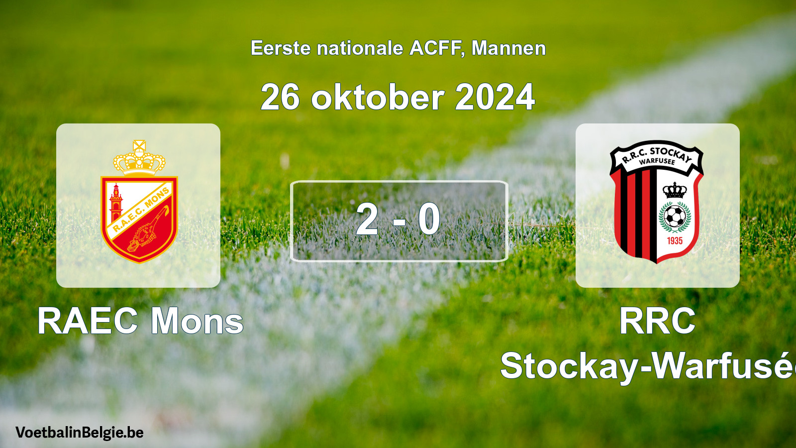 Gespeelde wedstrijd mannenvoetbal: RAEC Mons - RRC Stockay-Warfusée 2 - 0 (26 oktober 2024)