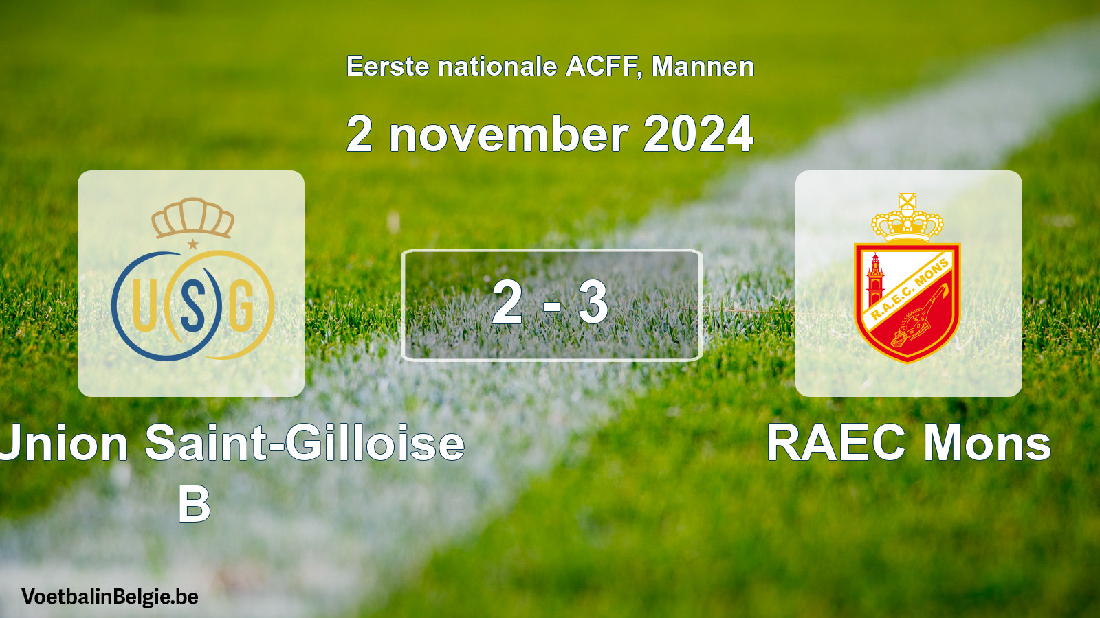 Gespeelde wedstrijd mannenvoetbal: R. Union Saint-Gilloise B - RAEC Mons 2 - 3 (2 november 2024)