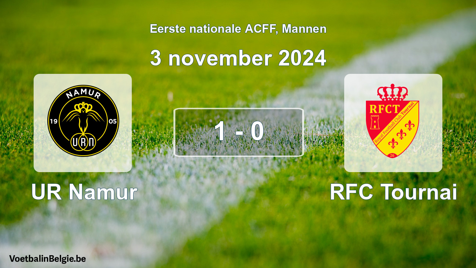 Gespeelde wedstrijd mannenvoetbal: UR Namur - RFC Tournai 1 - 0 (3 november 2024)