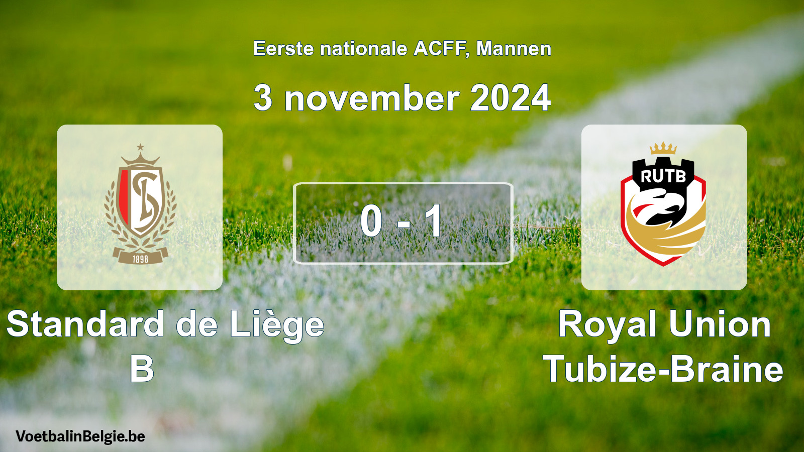 Gespeelde wedstrijd mannenvoetbal: R. Standard de Liège B - Royal Union Tubize-Braine 0 - 1 (3 november 2024)