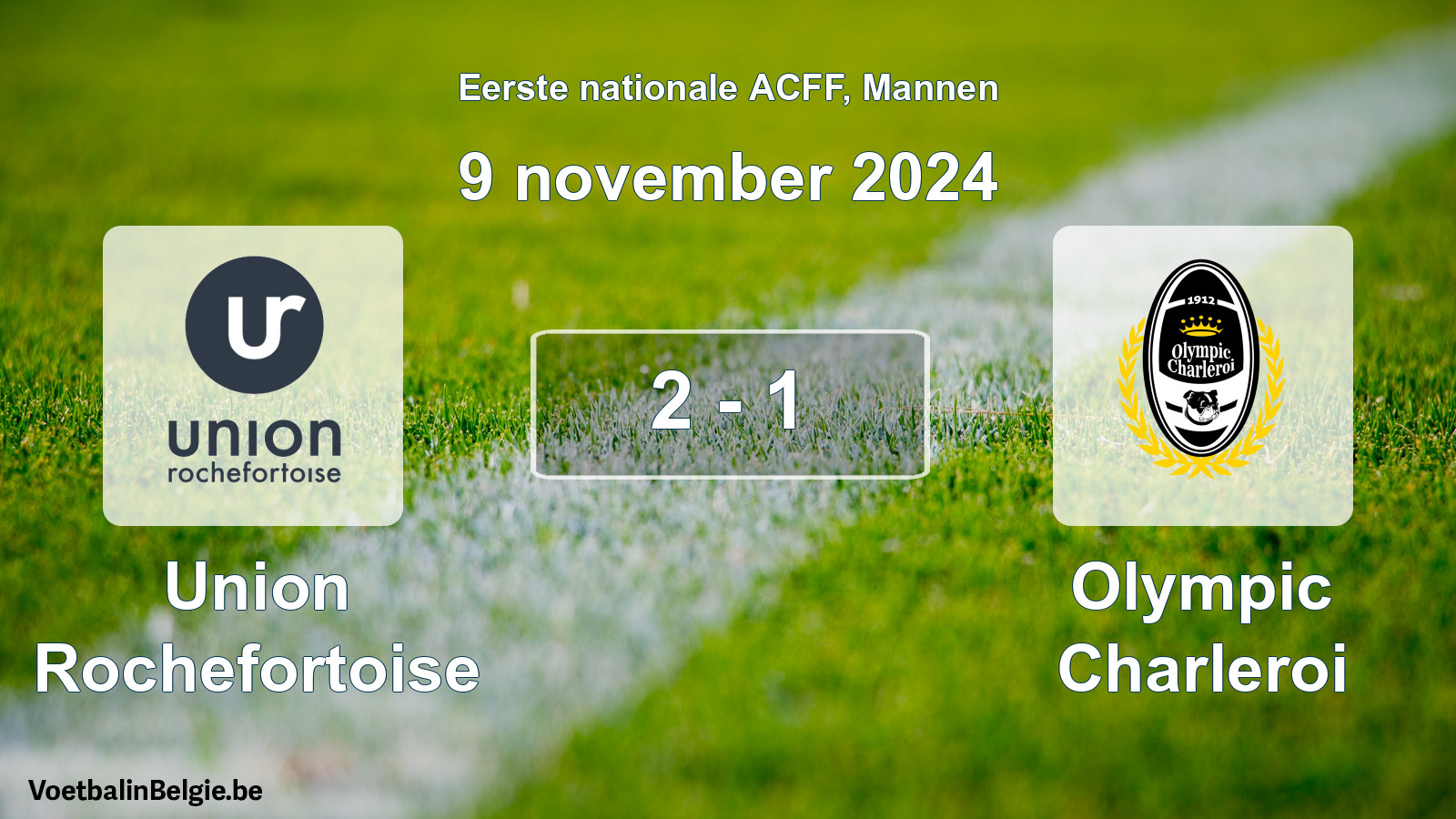 Gespeelde wedstrijd mannenvoetbal: Union Rochefortoise - Olympic Charleroi 2 - 1 (9 november 2024)