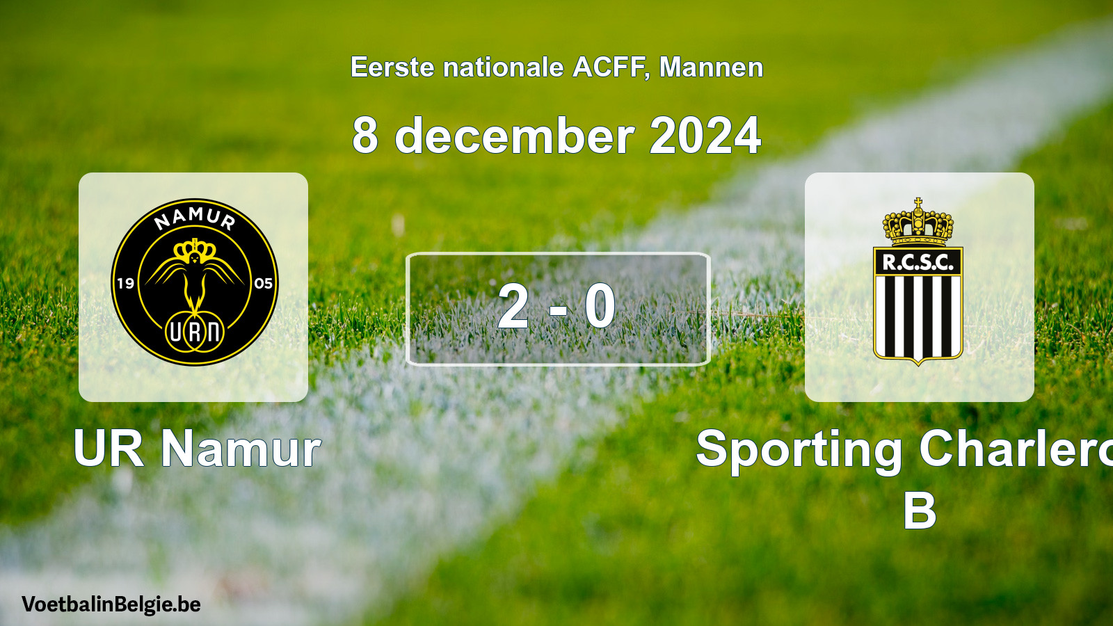 Gespeelde wedstrijd mannenvoetbal: UR Namur - Sporting Charleroi B 2 - 0 (8 december 2024)