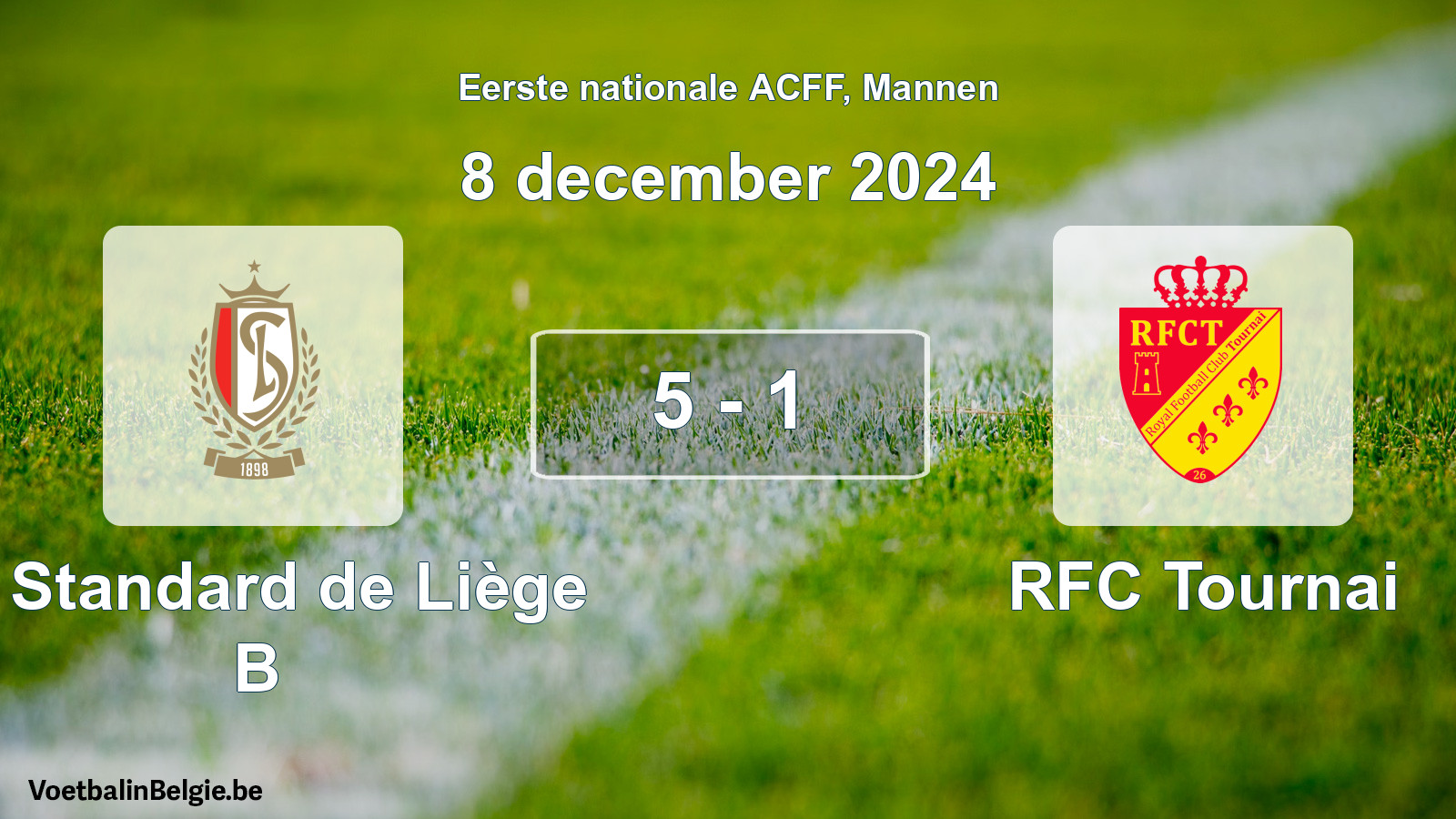 Gespeelde wedstrijd mannenvoetbal: R. Standard de Liège B - RFC Tournai 5 - 1 (8 december 2024)