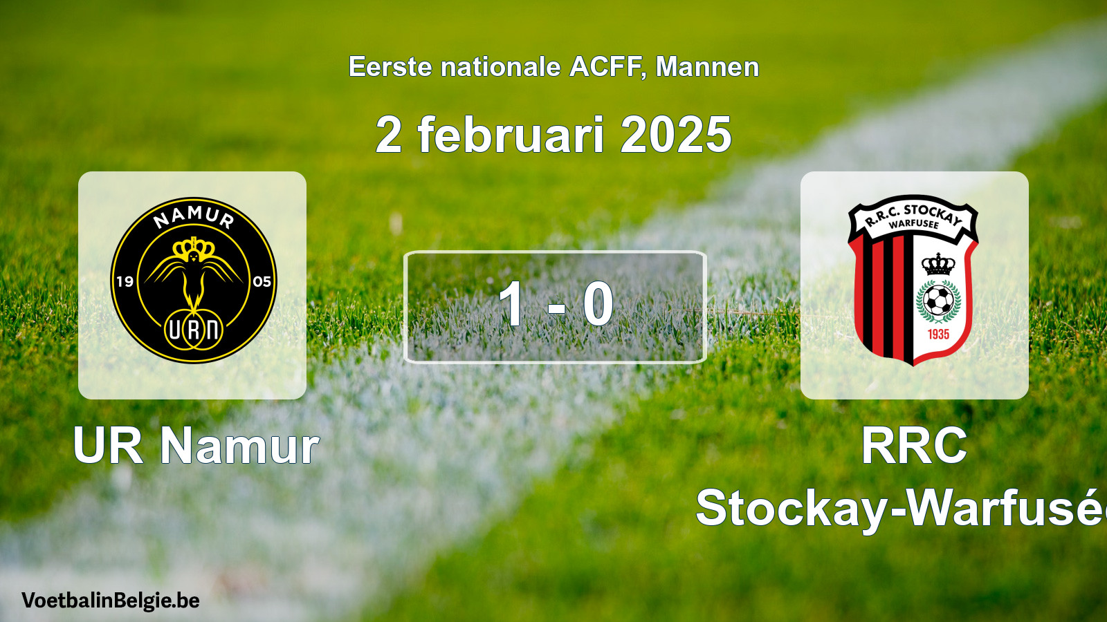 Gespeelde wedstrijd mannenvoetbal: UR Namur - RRC Stockay-Warfusée 1 - 0 (2 februari 2025)