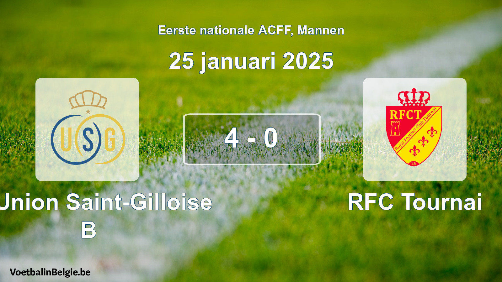 Gespeelde wedstrijd mannenvoetbal: R. Union Saint-Gilloise B - RFC Tournai 4 - 0 (25 januari 2025)