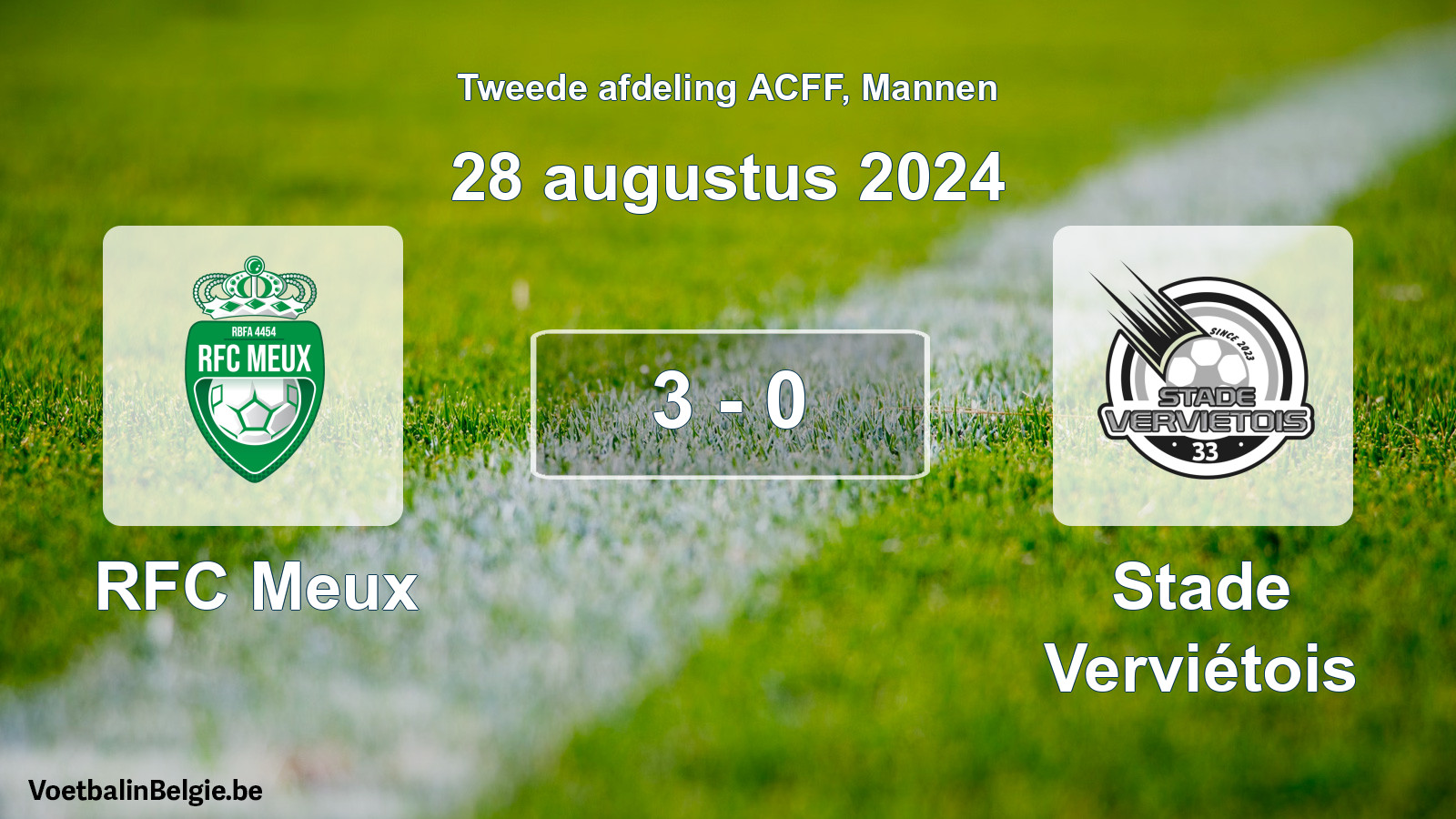 Gespeelde wedstrijd mannenvoetbal: RFC Meux - Stade Verviétois 3 - 0 (28 augustus 2024)