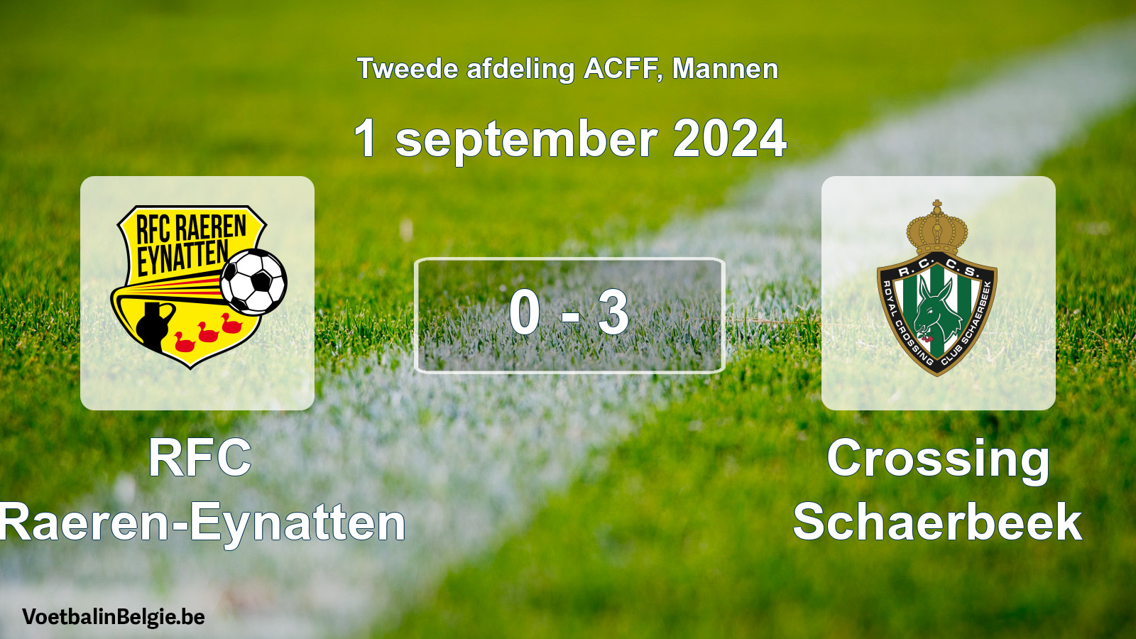 Gespeelde wedstrijd mannenvoetbal: RFC Raeren-Eynatten - Crossing Schaerbeek 0 - 3 (1 september 2024)