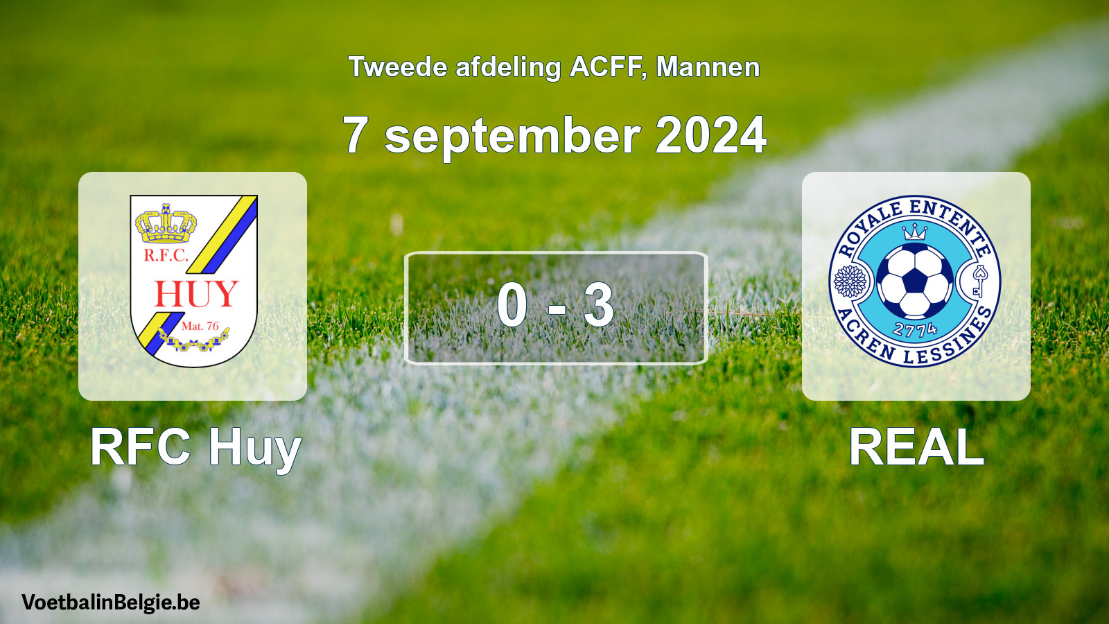 Gespeelde wedstrijd mannenvoetbal: RFC Huy - REAL 0 - 3 (7 september 2024)
