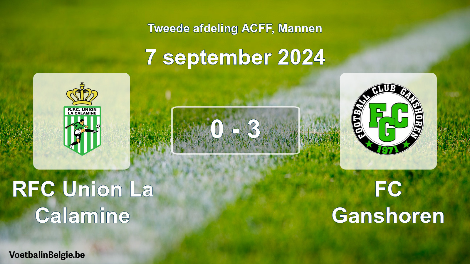 Gespeelde wedstrijd mannenvoetbal: RFC Union La Calamine - FC Ganshoren 0 - 3 (7 september 2024)