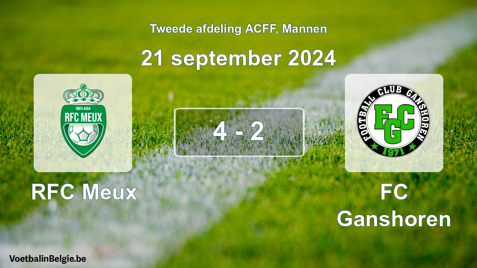 Match joué football hommes: RFC Meux - FC Ganshoren 4 - 2 (21 septembre 2024)