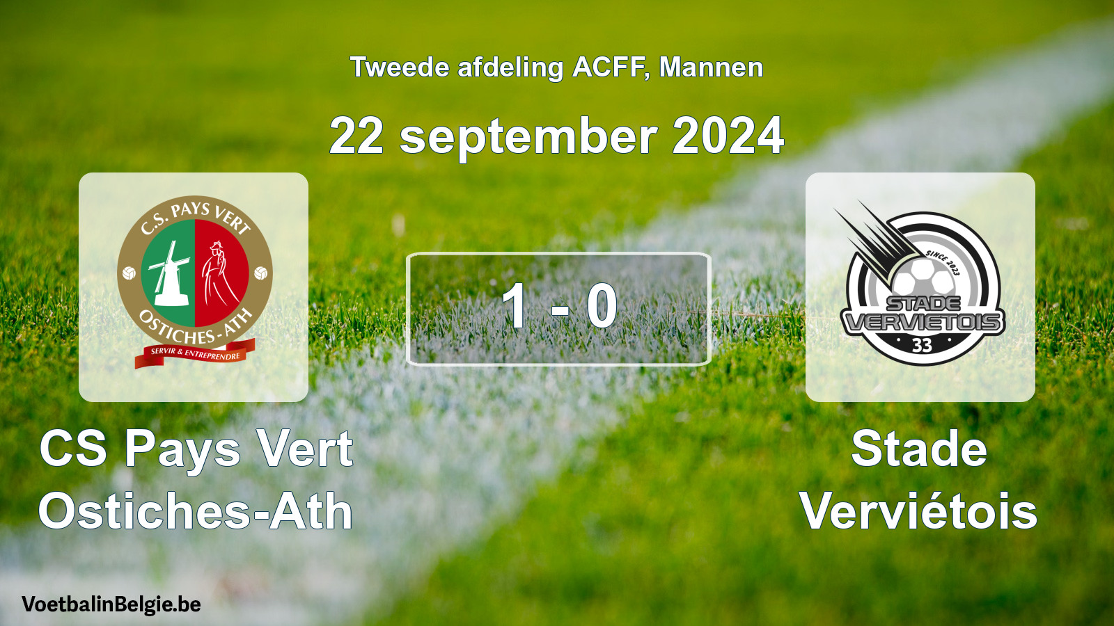 Gespeelde wedstrijd mannenvoetbal: CS Pays Vert Ostiches-Ath - Stade Verviétois 1 - 0 (22 september 2024)