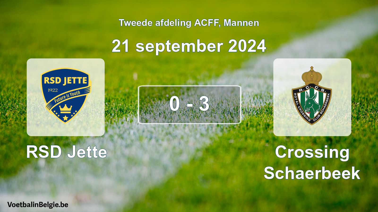 Gespeelde wedstrijd mannenvoetbal: RSD Jette - Crossing Schaerbeek 0 - 3 (21 september 2024)