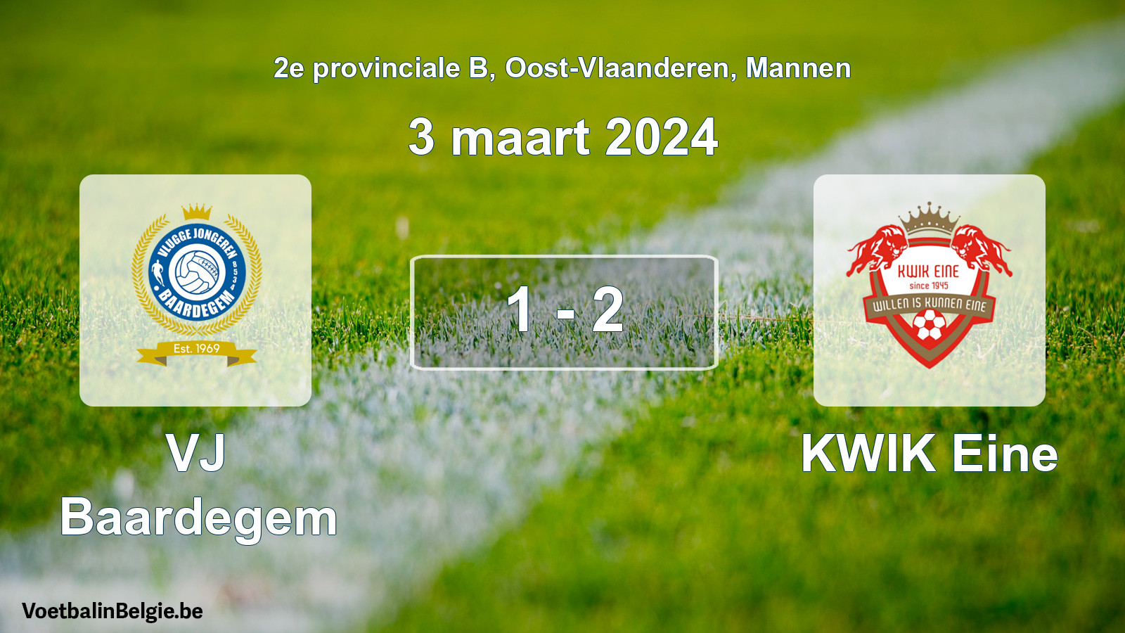 Gespeelde wedstrijd mannenvoetbal: VJ Baardegem - KWIK Eine 1 - 2 (3 maart 2024)