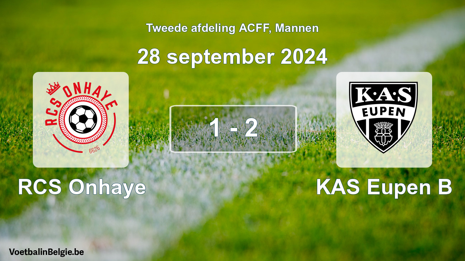 Gespeelde wedstrijd mannenvoetbal: RCS Onhaye - KAS Eupen B 1 - 2 (28 september 2024)