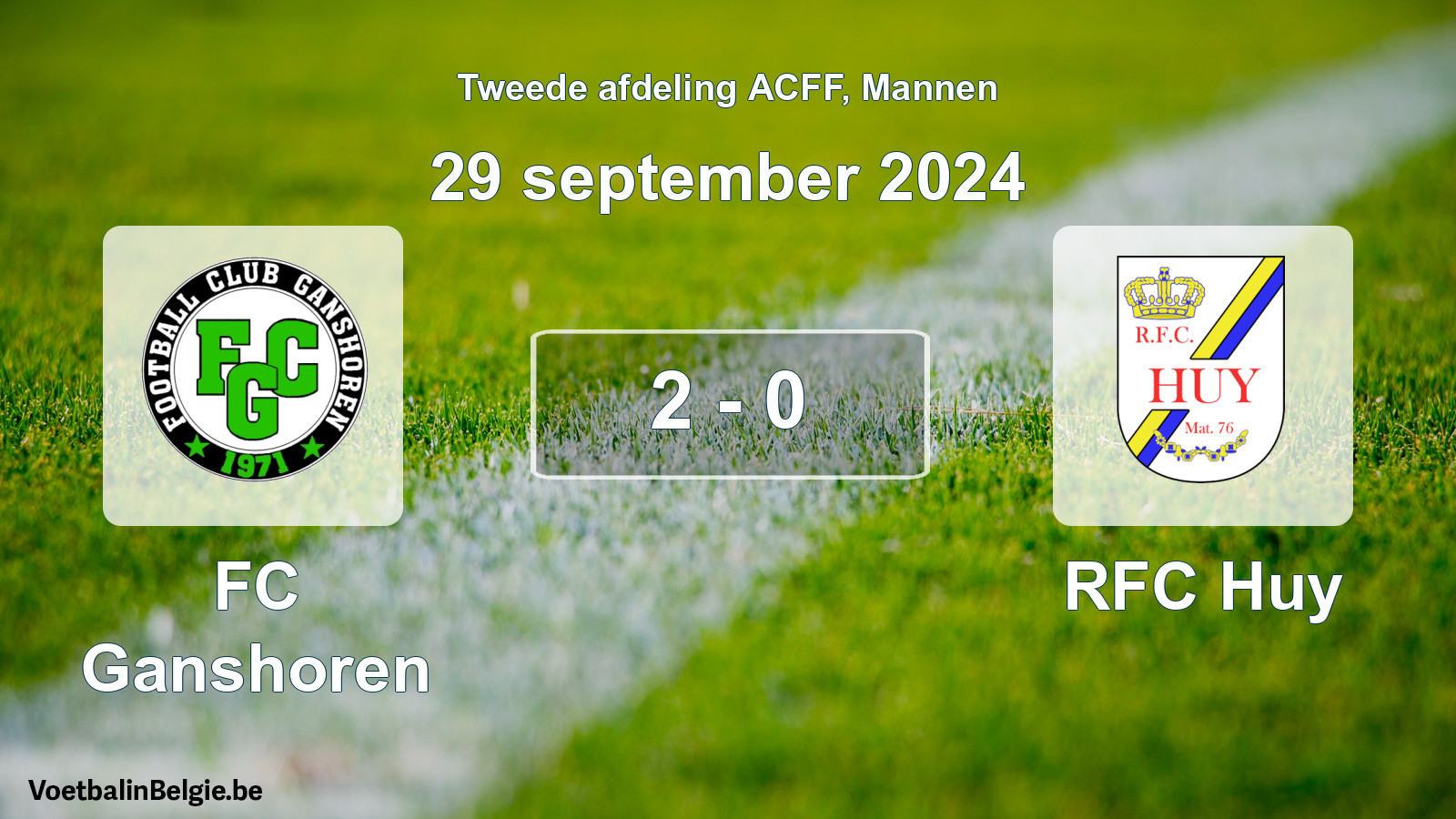 Gespeelde wedstrijd mannenvoetbal: FC Ganshoren - RFC Huy 2 - 0 (29 september 2024)
