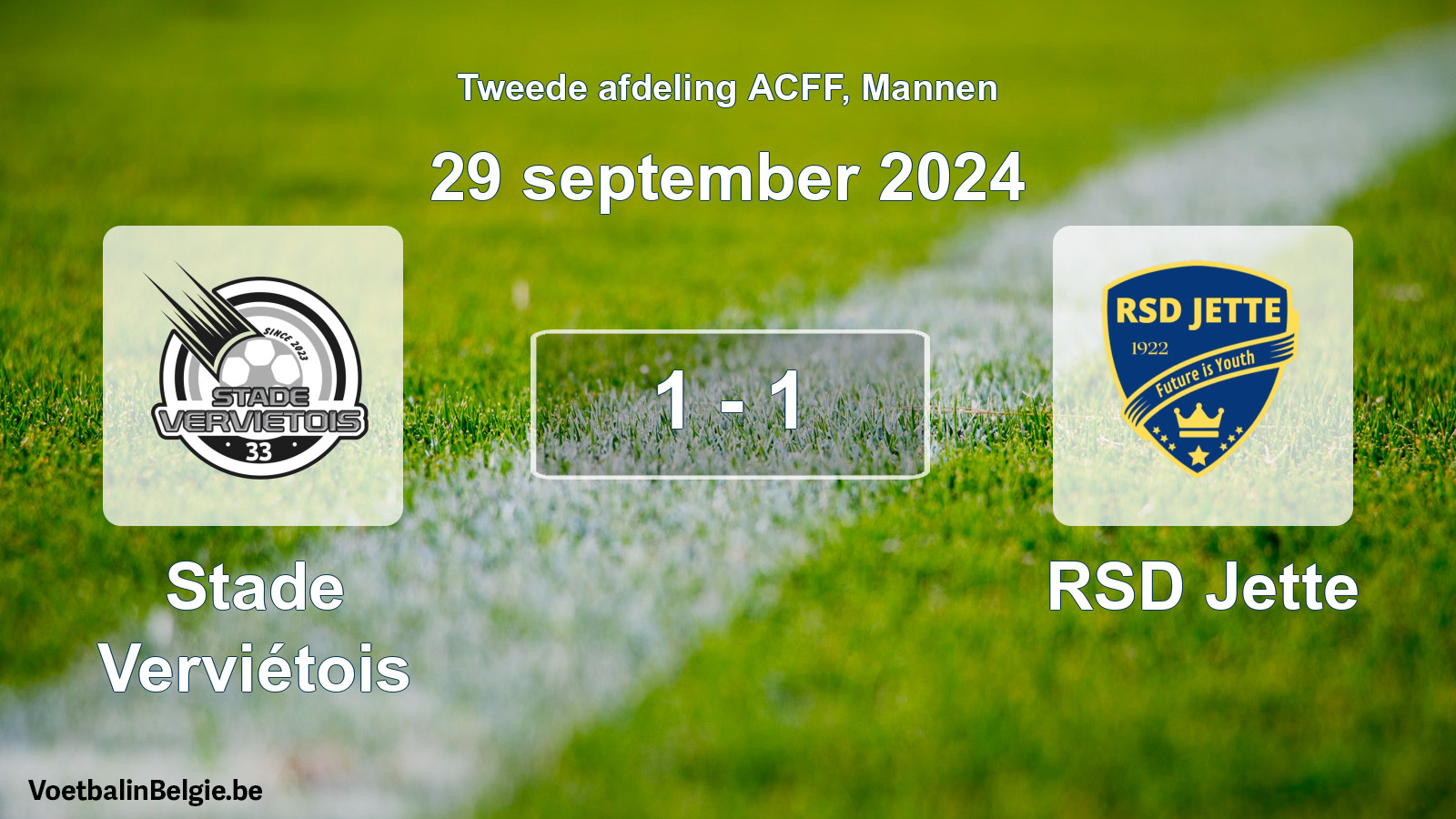 Gespeelde wedstrijd mannenvoetbal: Stade Verviétois - RSD Jette 1 - 1 (29 september 2024)