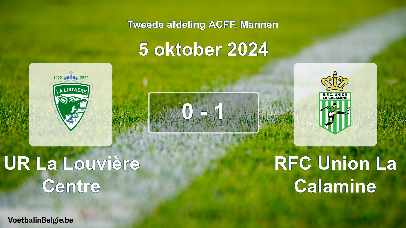 Match joué football hommes: UR La Louvière Centre - RFC Union La Calamine 0 - 1 (5 octobre 2024)