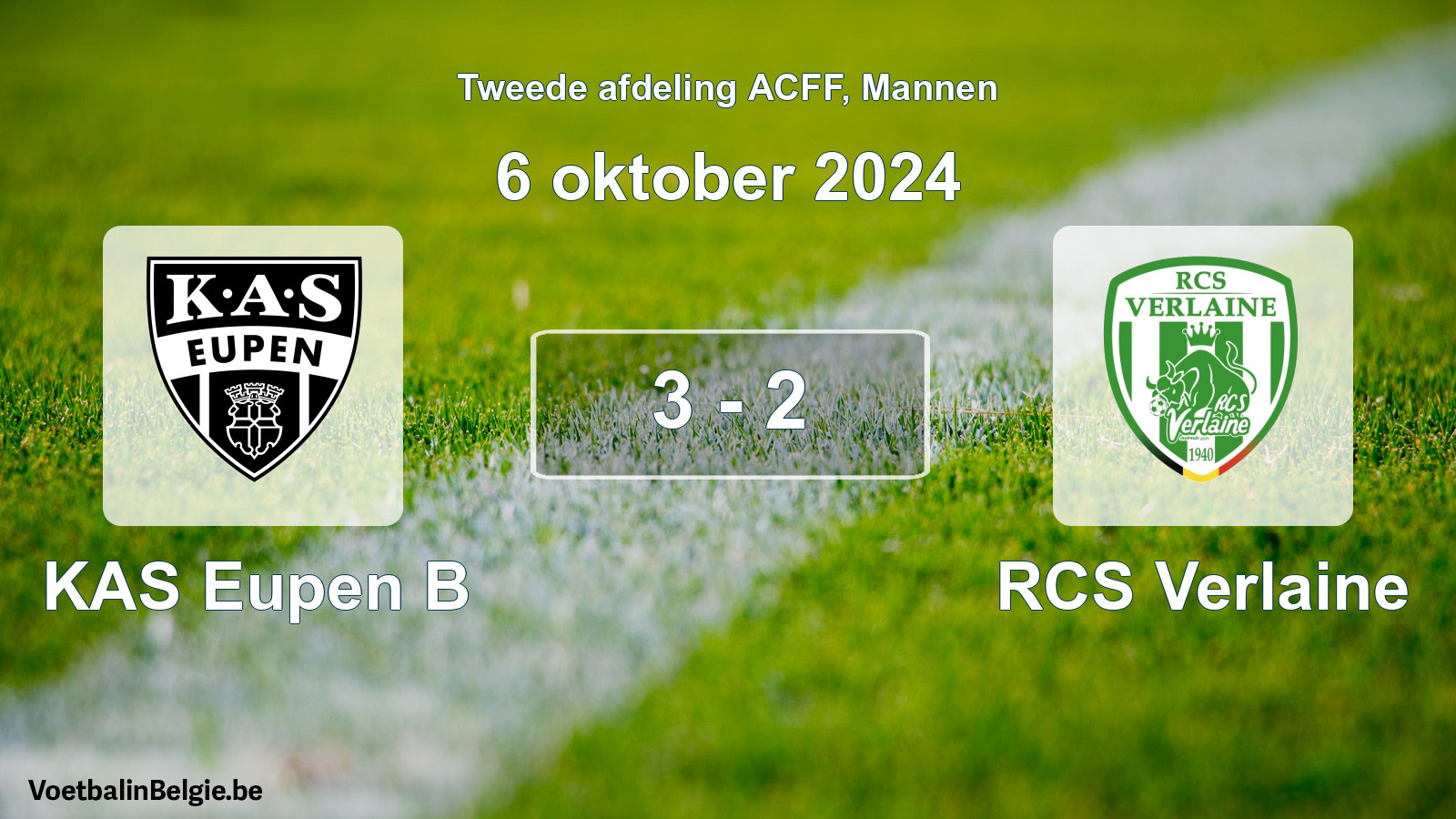Gespeelde wedstrijd mannenvoetbal: KAS Eupen B - RCS Verlaine 3 - 2 (6 oktober 2024)