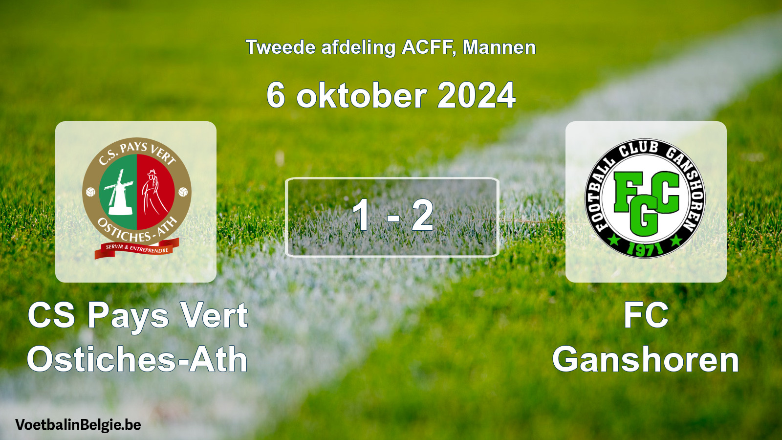 Gespeelde wedstrijd mannenvoetbal: CS Pays Vert Ostiches-Ath - FC Ganshoren 1 - 2 (6 oktober 2024)