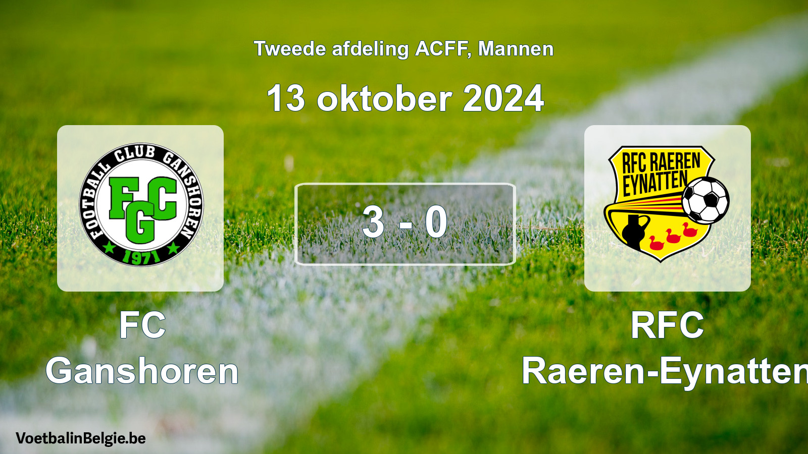 Gespeelde wedstrijd mannenvoetbal: FC Ganshoren - RFC Raeren-Eynatten 3 - 0 (13 oktober 2024)