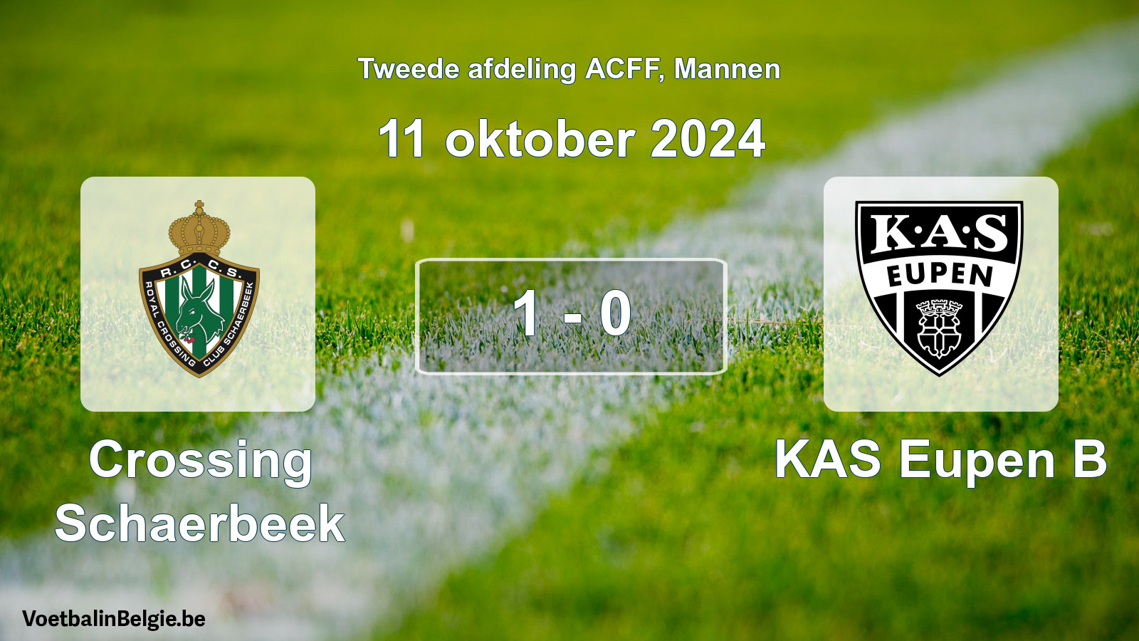 Gespeelde wedstrijd mannenvoetbal: Crossing Schaerbeek - KAS Eupen B 1 - 0 (11 oktober 2024)