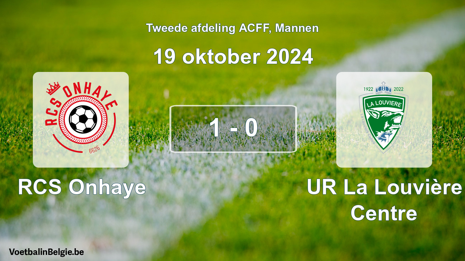 Gespeelde wedstrijd mannenvoetbal: RCS Onhaye - UR La Louvière Centre 1 - 0 (19 oktober 2024)
