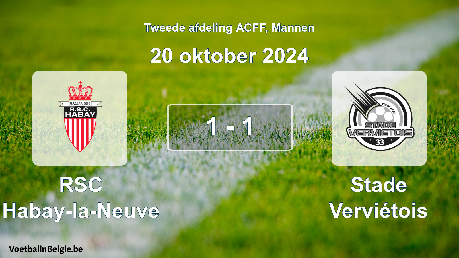 Gespeelde wedstrijd mannenvoetbal: RSC Habay-la-Neuve - Stade Verviétois 1 - 1 (20 oktober 2024)
