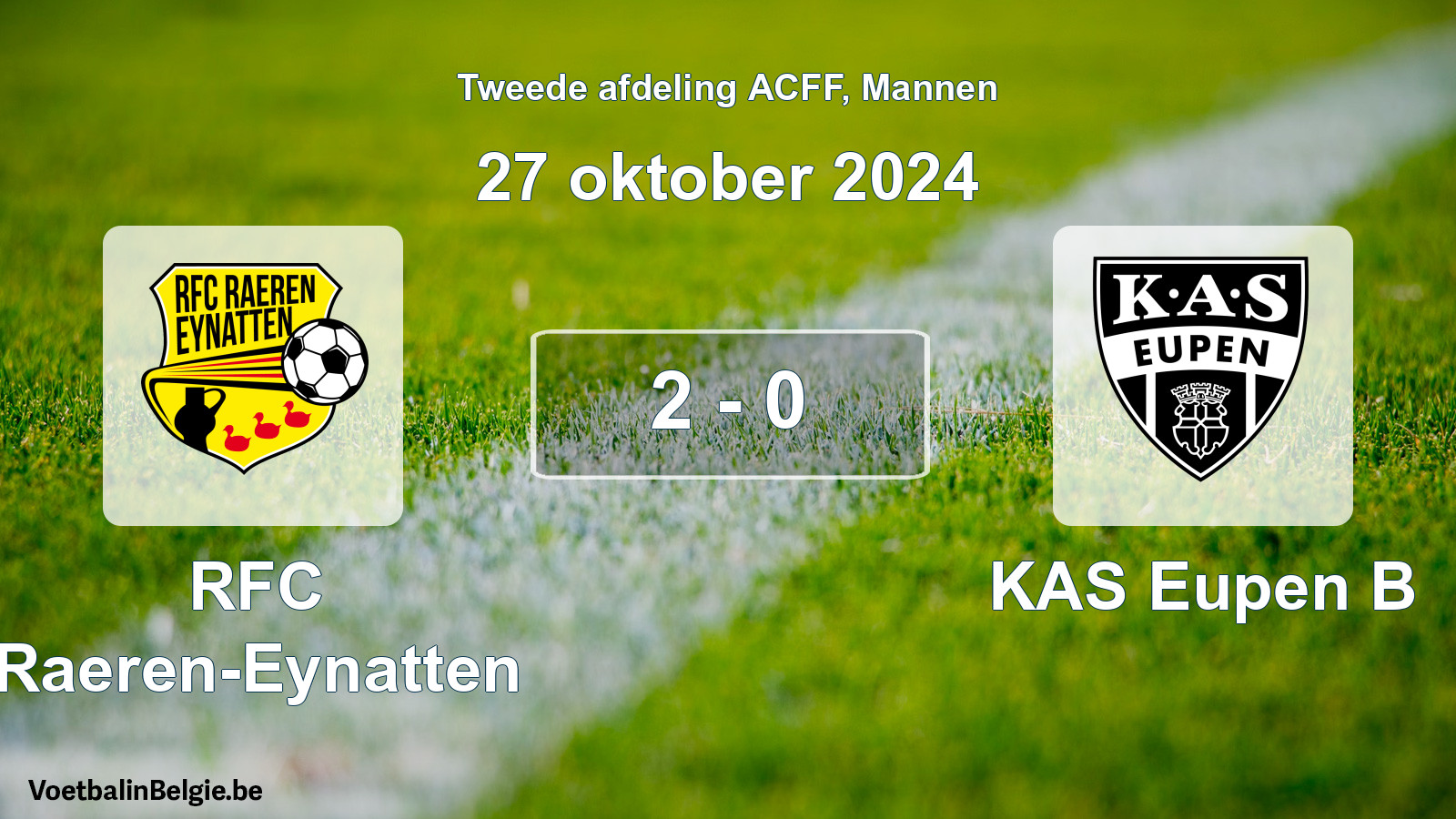 Gespeelde wedstrijd mannenvoetbal: RFC Raeren-Eynatten - KAS Eupen B 2 - 0 (27 oktober 2024)