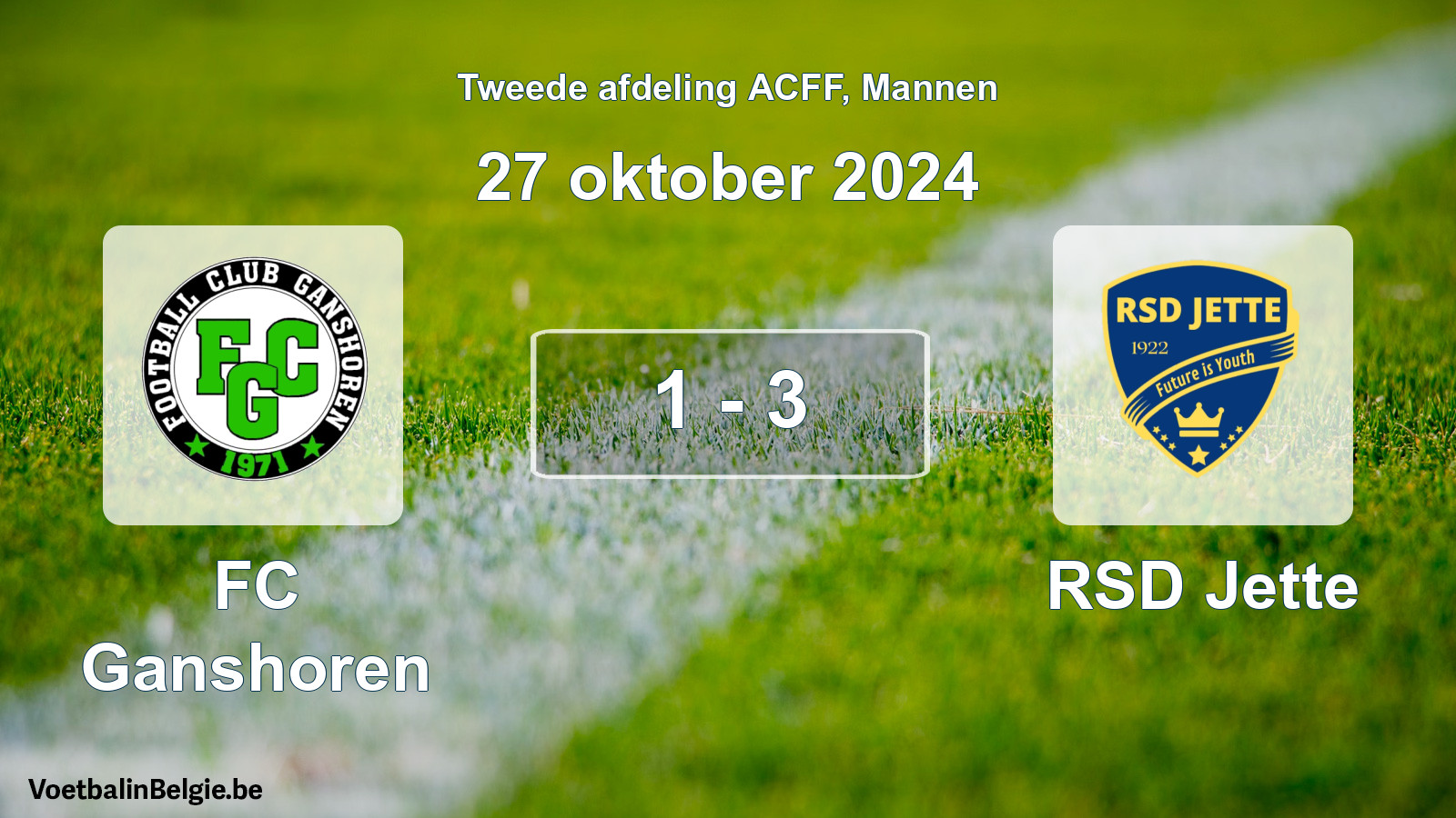 Gespeelde wedstrijd mannenvoetbal: FC Ganshoren - RSD Jette 1 - 3 (27 oktober 2024)