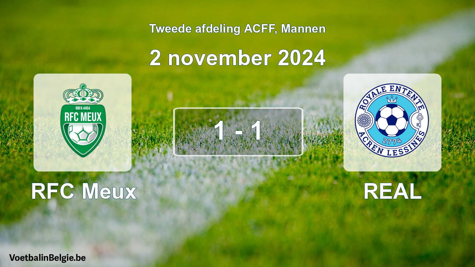 Gespeelde wedstrijd mannenvoetbal: RFC Meux - REAL 1 - 1 (2 november 2024)