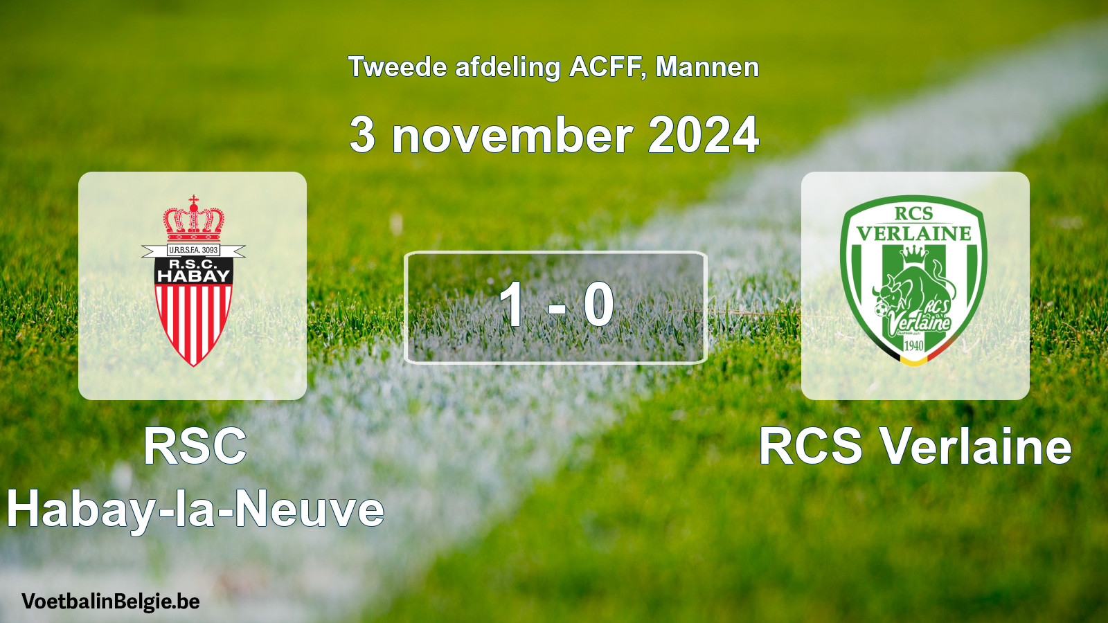 Gespeelde wedstrijd mannenvoetbal: RSC Habay-la-Neuve - RCS Verlaine 1 - 0 (3 november 2024)