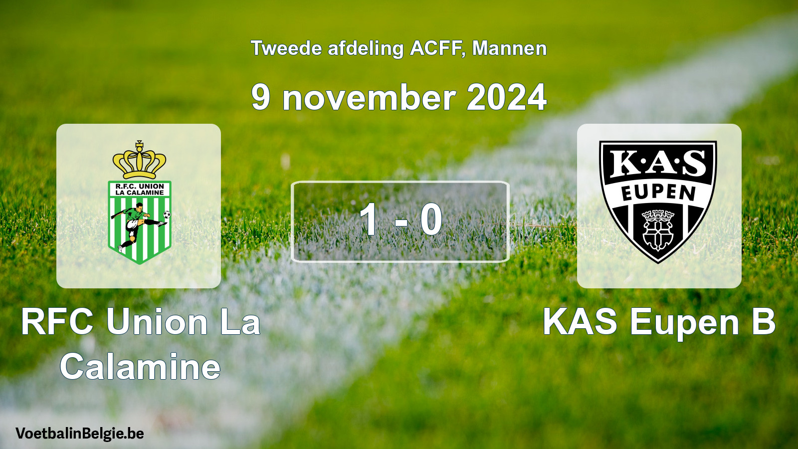 Gespeelde wedstrijd mannenvoetbal: RFC Union La Calamine - KAS Eupen B 1 - 0 (9 november 2024)
