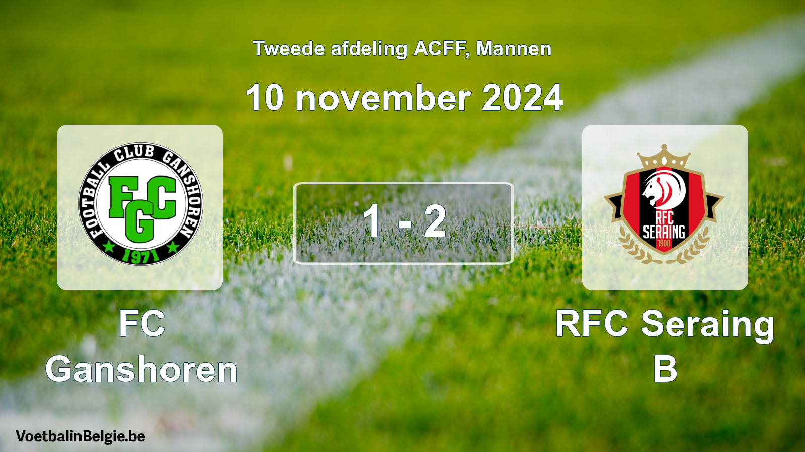 Gespeelde wedstrijd mannenvoetbal: FC Ganshoren - RFC Seraing B 1 - 2 (10 november 2024)