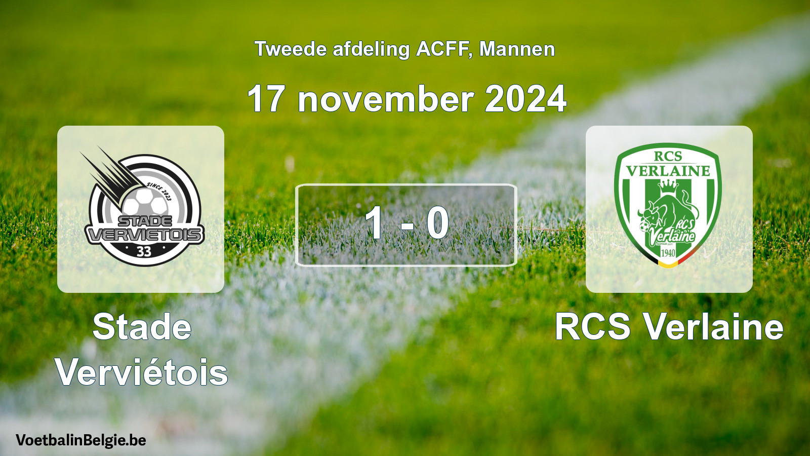 Gespeelde wedstrijd mannenvoetbal: Stade Verviétois - RCS Verlaine 1 - 0 (17 november 2024)