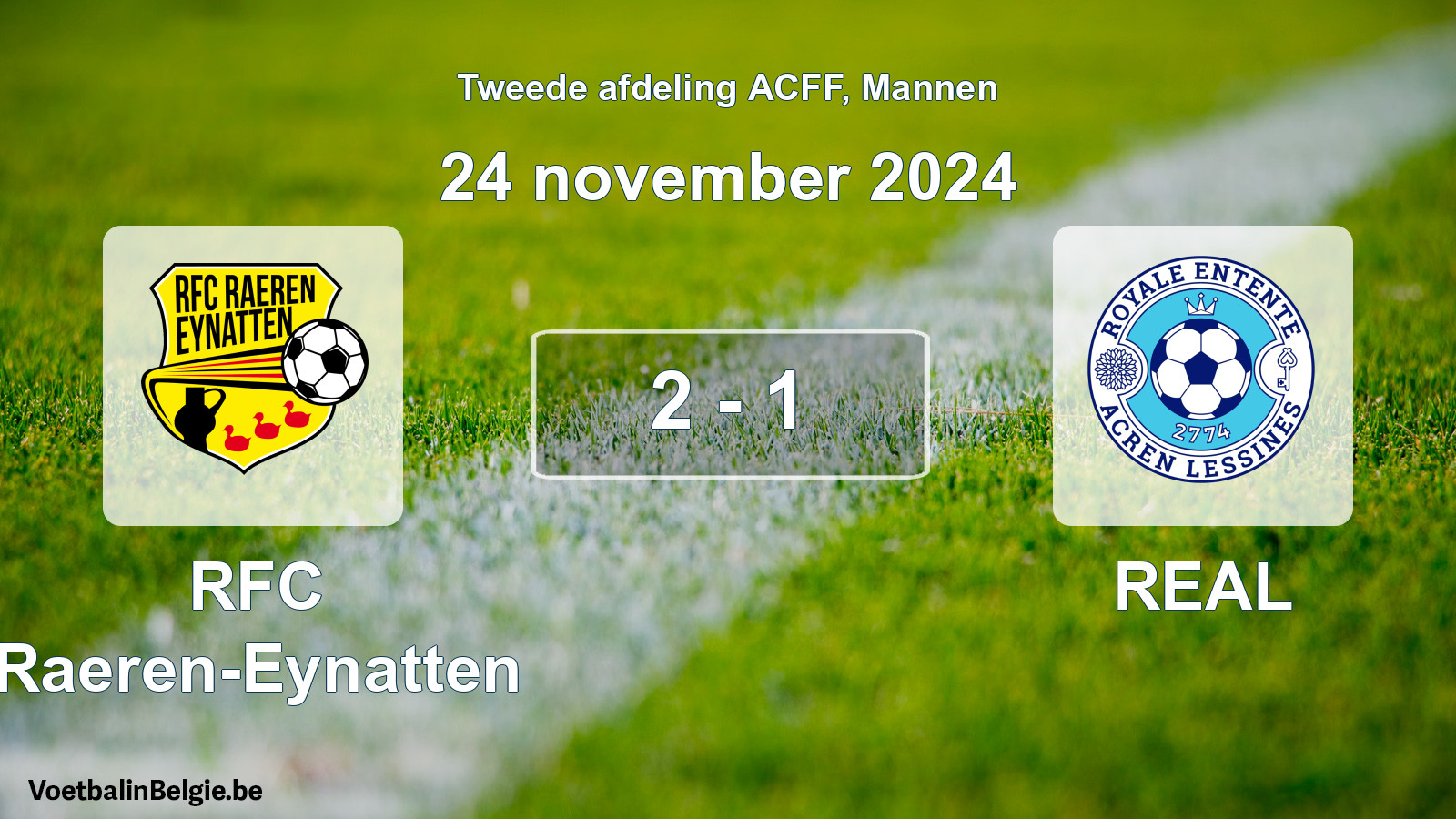 Gespeelde wedstrijd mannenvoetbal: RFC Raeren-Eynatten - REAL 2 - 1 (24 november 2024)